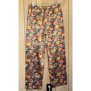 Vintage Victoria's Secret Gold Label Women's M Floral Paisley Satin Pajama Pants